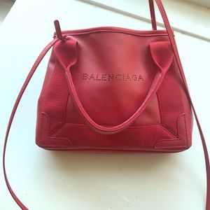 Balenciaga red crossbody handle bag w/ pouch